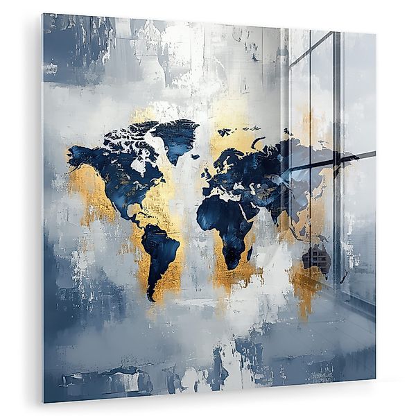 MuchoWow Acrylglasbild Weltkarte - Blau - günstig online kaufen