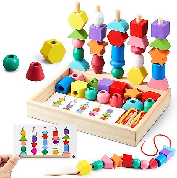 CLTYQ Lernspielzeug Montessori-Spielzeug Fädelspiel Bausteine Sortierspiel günstig online kaufen