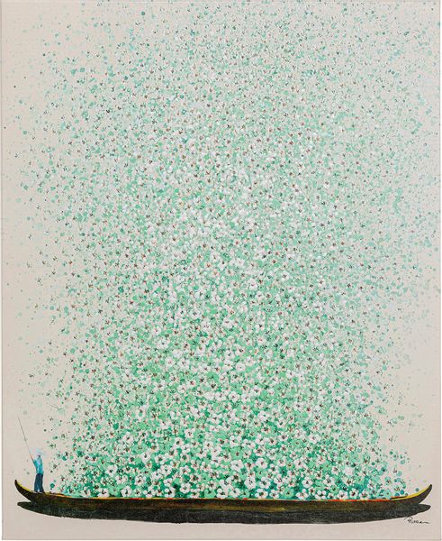 Bild - Touched Flower Boat Beige Grün 80x100 cm günstig online kaufen