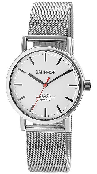Bahnhof Quarzuhr 2310004 Bahnhofsuhr mit Milanesearmband günstig online kaufen