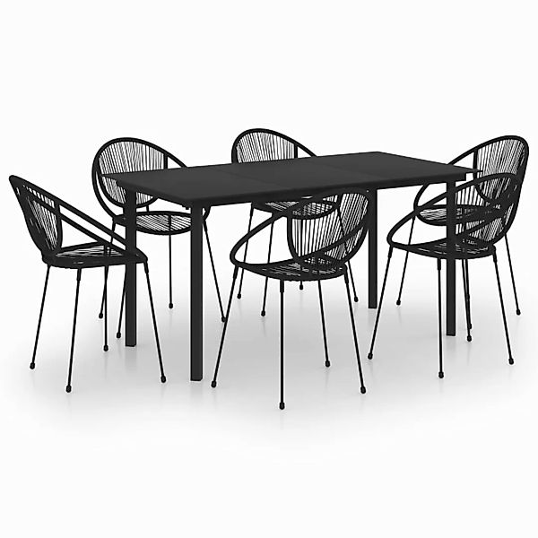 7-tlg. Garten-essgruppe Pvc Rattan Schwarz günstig online kaufen