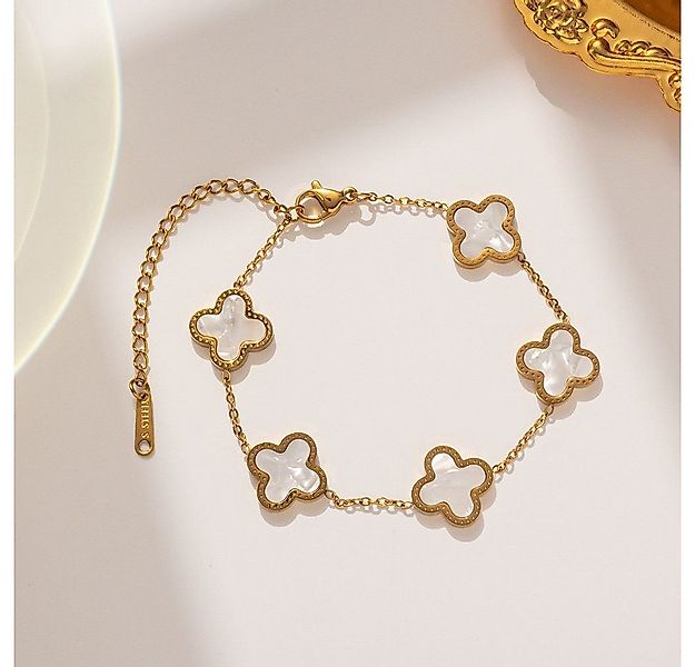 GOLDKLEIN Armband Blume Perlmutt Edelstahl Gold Schmuck, Angebot - inkl. Sc günstig online kaufen