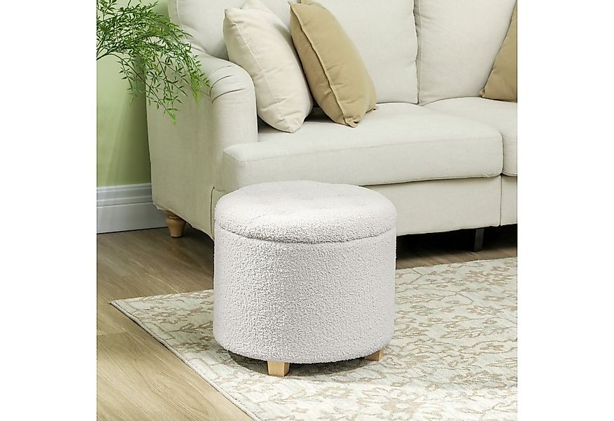 HOMCOM Sitzhocker mit Stauraum, Runder Fußhocker mit Holzbeinen, Kaschmirop günstig online kaufen