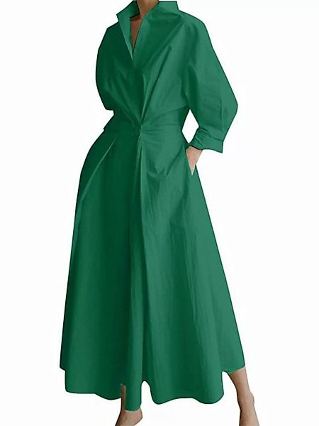 KIKI 2-in-1-Kleid Hemdblusenkleid Damen Revers Lange Kleid Sommerkleider El günstig online kaufen