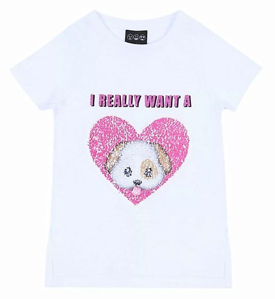Sarcia.eu Kurzarmbluse Weißes T-Shirt mit Herz, wechselbare Pailetten 3-4 J günstig online kaufen
