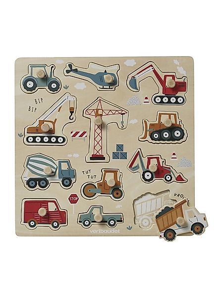 vertbaudet Steckpuzzle Baby Steckpuzzle mit Baustelle Holz FSC®, 12 Puzzlet günstig online kaufen