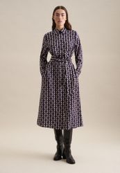 seidensticker Sommerkleid "Schwarze Rose" Langarm Kragen Druck günstig online kaufen