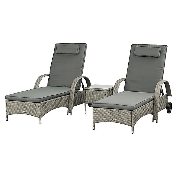 Outsunny Gartenliege Rattan Sonnenliegen mit Tisch günstig online kaufen