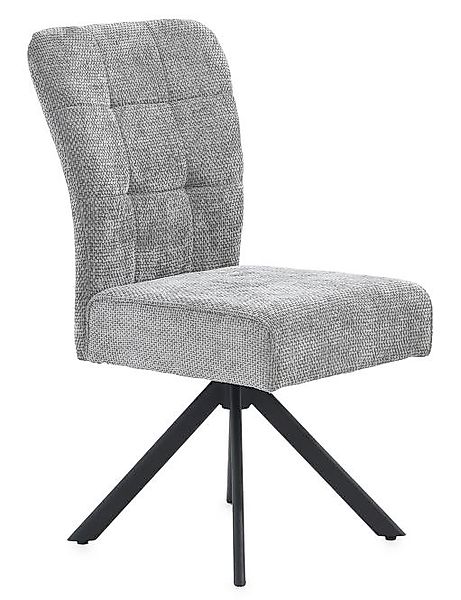 Esszimmerstuhl drehbar Chenille Grau / Gestell Metall Schwarz günstig online kaufen