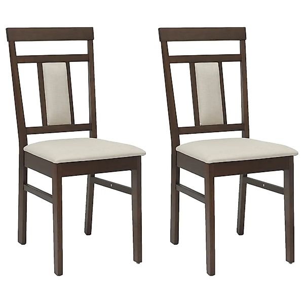 vidaXL Esszimmerstuhl 2 Stk Hellbraun und Hell Massives Gummiholz 42020501 günstig online kaufen