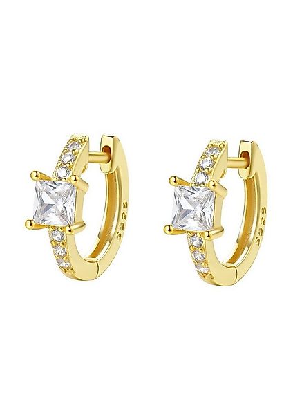 Hey Happiness Paar Creolen Silber 925 Ohrringe Zirkon, 18K Vergoldet, Damen günstig online kaufen