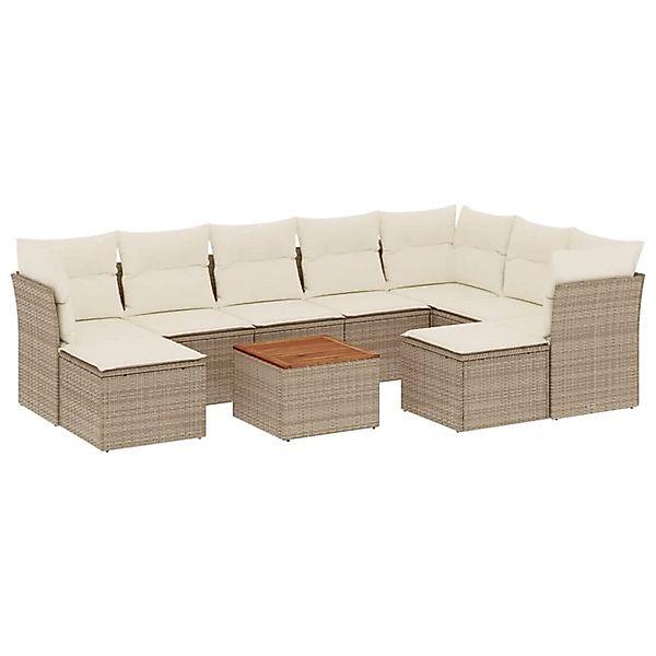 vidaXL 10-Tlg Garten-Sofagarnitur mit Kissen Beige Poly Rattan 3223965 günstig online kaufen