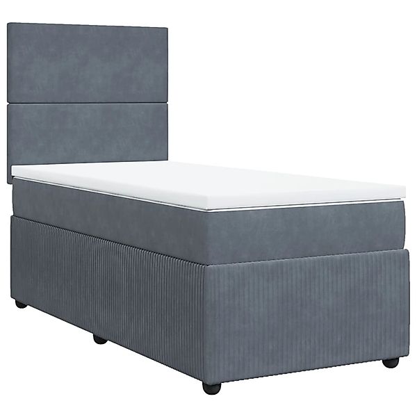 vidaXL Boxspringbett, Boxspringbett mit Matratze Dunkelgrau 90x190 cm Samt günstig online kaufen