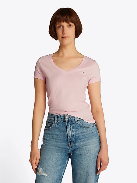 Tommy Jeans Kurzarmshirt "TJW SLIM V-NECK TEE" mit Logo-Stickerei günstig online kaufen