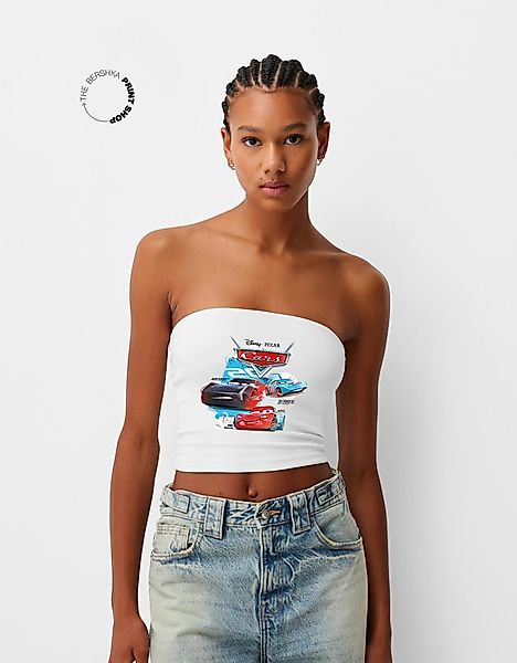 Bershka Bandeau-Top Cars Damen 10-12 Weiss günstig online kaufen