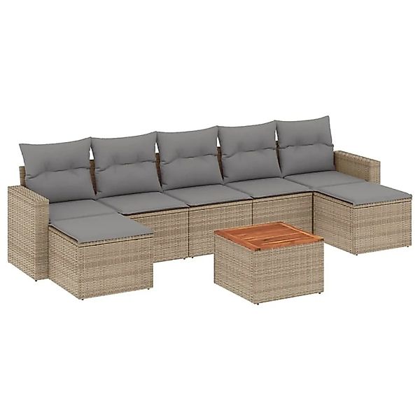 vidaXL 8-Tlg Garten-Sofagarnitur mit Kissen Beige Poly Rattan 3224253 günstig online kaufen