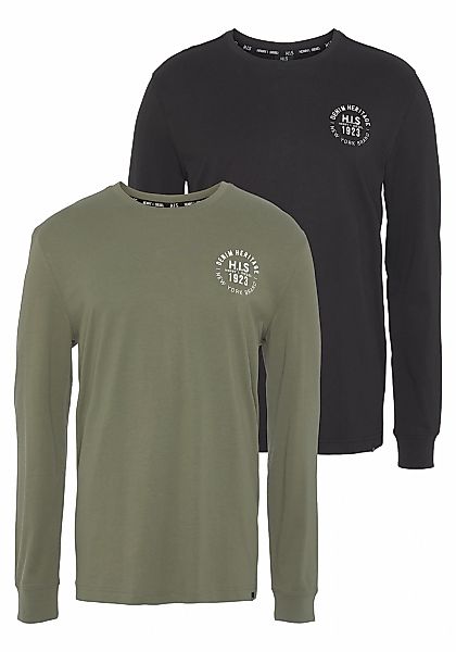 H.I.S Langarmshirt Packung, 2er-Pack, 2 Stk. tlg. Langarm, bedruckt, Rundha günstig online kaufen