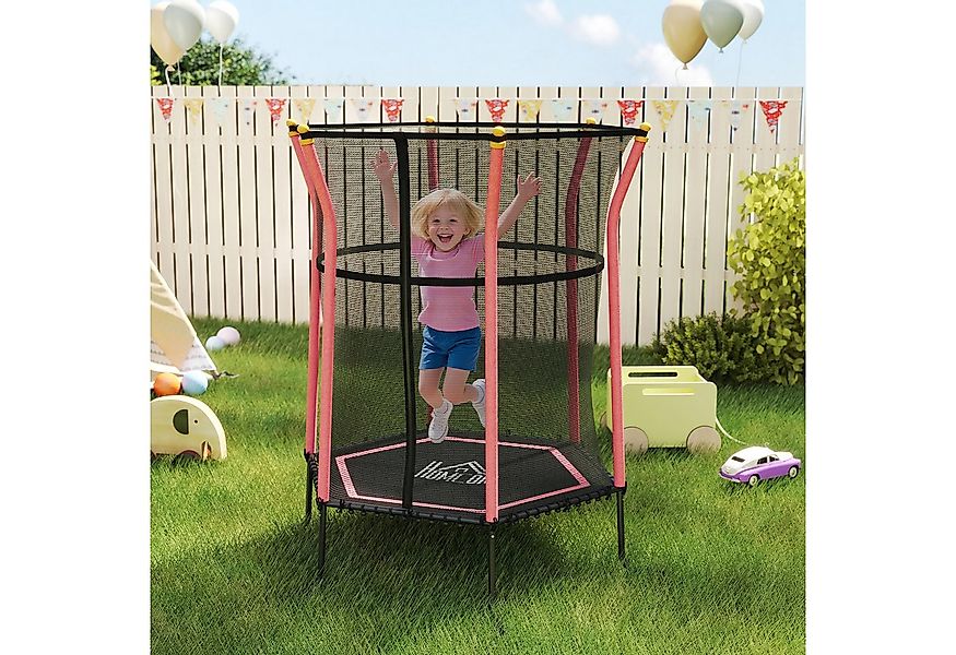 HOMCOM Kindertrampolin mit Sicherheitsnetz, Randabdeckung, Gummiseil, Ø 163 günstig online kaufen