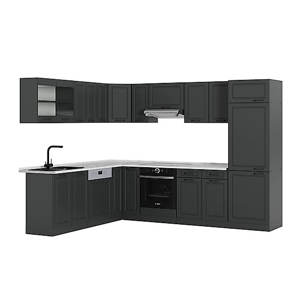 Vicco R-Line Eckküche Anthrazit Landhaus/Anthrazit 227 x 287 cm AP Marmor günstig online kaufen