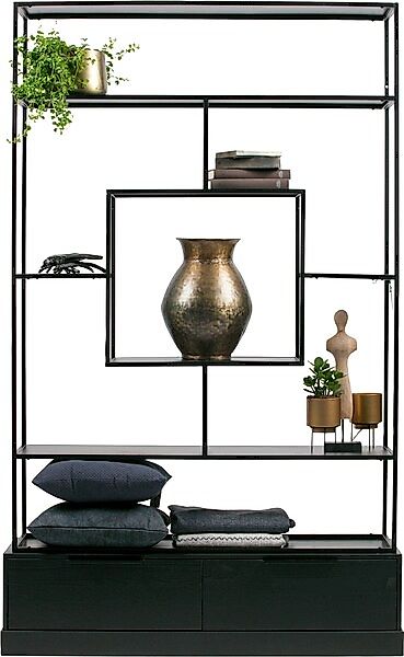 WOOOD Regal »Fons«, mit Schubladen, offen, H 204 cm / B 120 cm günstig online kaufen