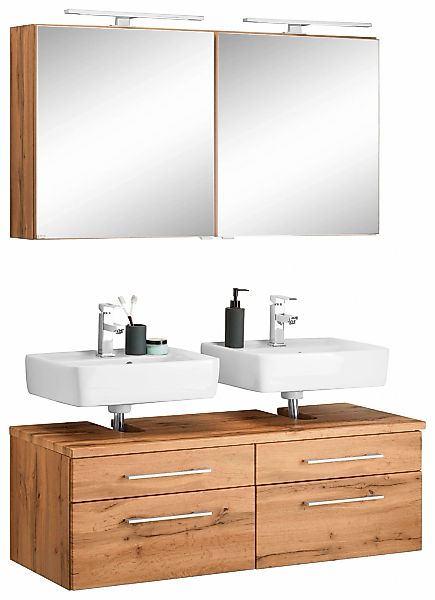 welltime Badmöbel-Set "Davos" 2 Stk. tlg. 2 Spiegelschrank und Waschbeckenu günstig online kaufen