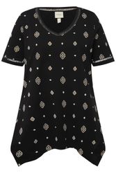 Ulla Popken Longshirt T-Shirt Rhomben V-Ausschnitt günstig online kaufen