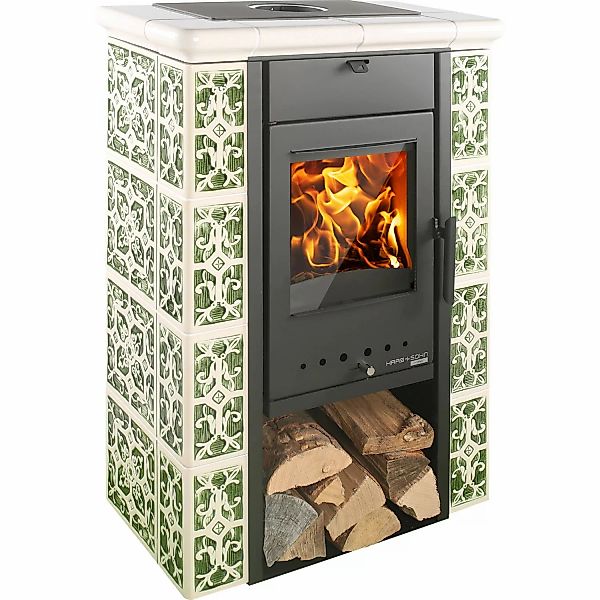 Haas+Sohn Tirol Kaminofen Keramik Grün-Weiß 6 kW günstig online kaufen