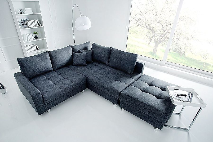 riess-ambiente Ecksofa KENT 220cm anthrazit - inklusive Hocker, Set 1 Teile günstig online kaufen