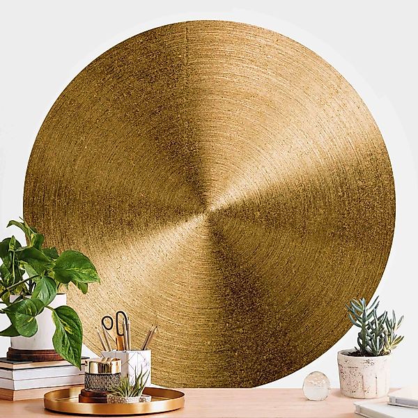 Bilderdepot24 Fototapete rund Goldener Kreis gebürstet, günstig online kaufen