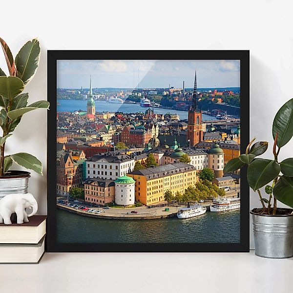 Bild mit Rahmen Architektur & Skyline - Quadrat Stockholm in Schweden günstig online kaufen