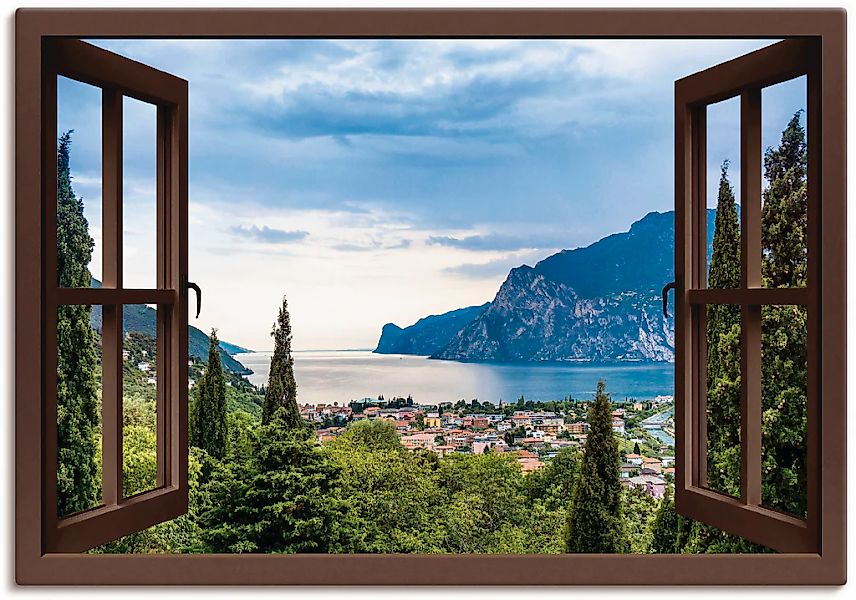 Artland Wandbild "Gardasee durchs braune Fenster" Seebilder 1 Stk. tlg. als günstig online kaufen