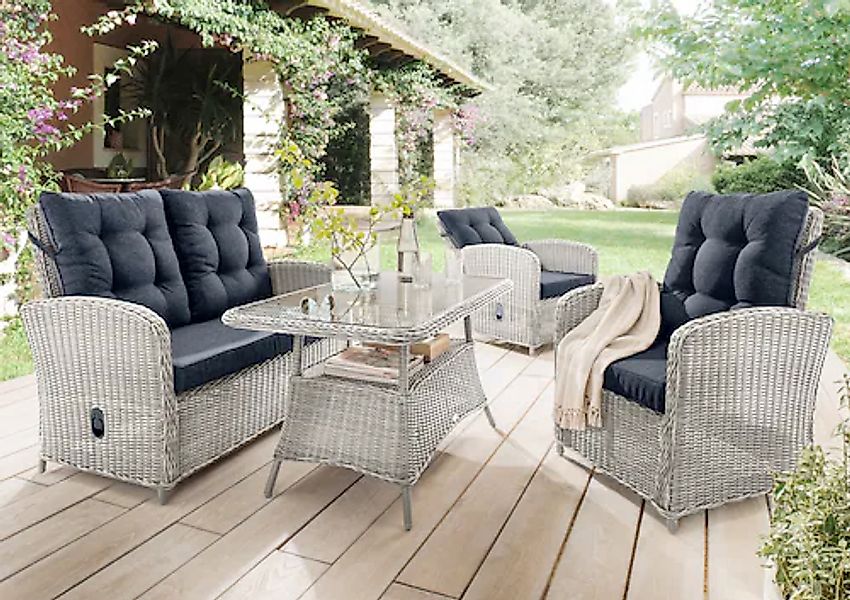 Destiny Gartenlounge-Set »MERANO« 1x 2er Sofa, 2x Sessel, 1x Tisch, inkl. A günstig online kaufen