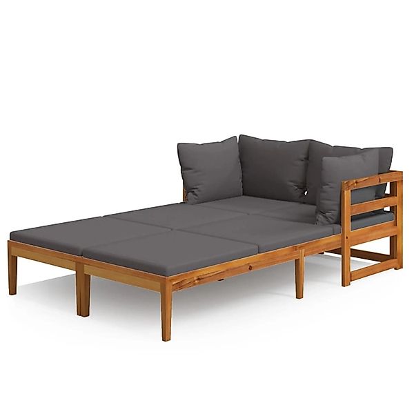 vidaXL Gartenlounge-Set Sonnenliegen mit Dunkelgrauen Kissen günstig online kaufen