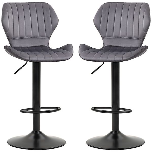 HOMCOM Set 2 Barhocker mit Höhenverstellbarer, ergonomischer Sitzfläche und günstig online kaufen