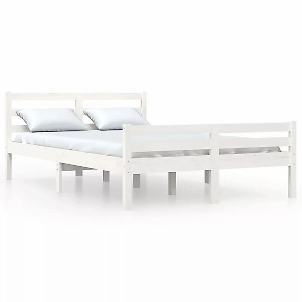 Vidaxl Massivholzbett Weiß 135x190 Cm 4ft6 Double günstig online kaufen