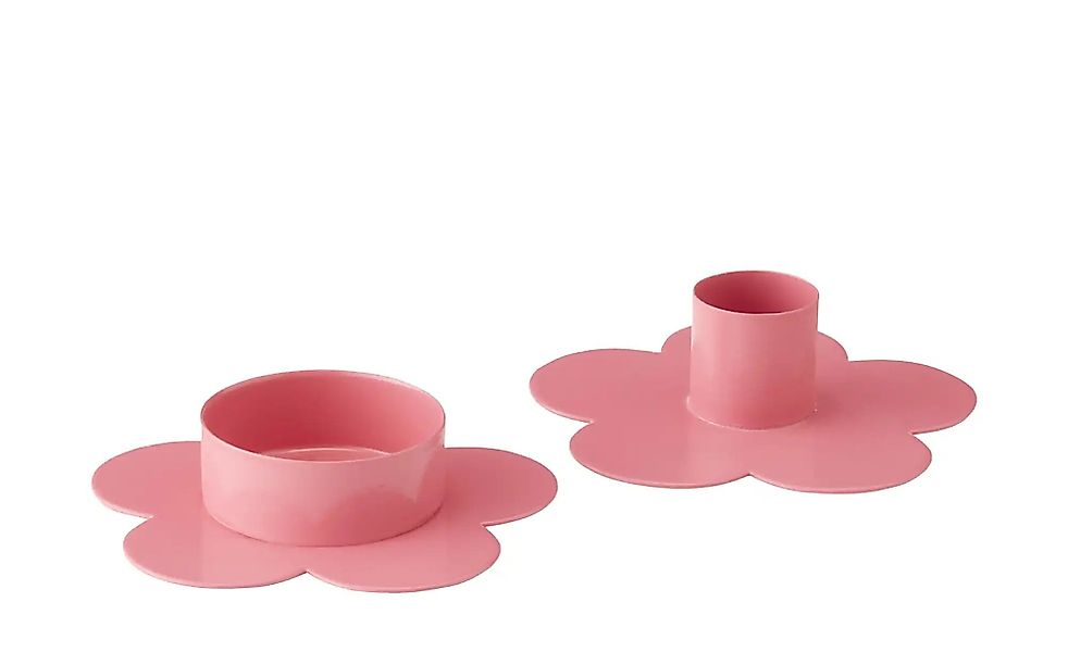 HOME STORY Kerzenhalter Blume  2er Se   ¦ rosa/pink ¦ Metall ¦ Maße (cm): H günstig online kaufen