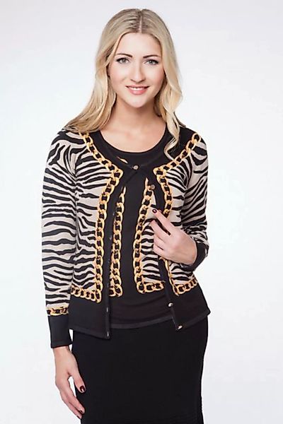 Passioni Strickjacke Twinset im kräftigen Zebra- und Kettenmuster-Mix günstig online kaufen