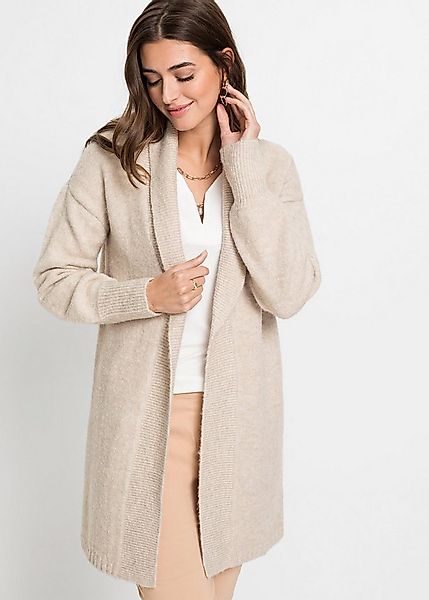 bonprix Longstrickjacke bequeme Passform, mit voluminösen Ärmeln, mit Schal günstig online kaufen