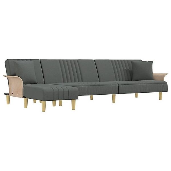 vidaXL Sofa Schlafsofa in L-Form Dunkelgrau 279x140x70 cm Stoff Chaiselongu günstig online kaufen