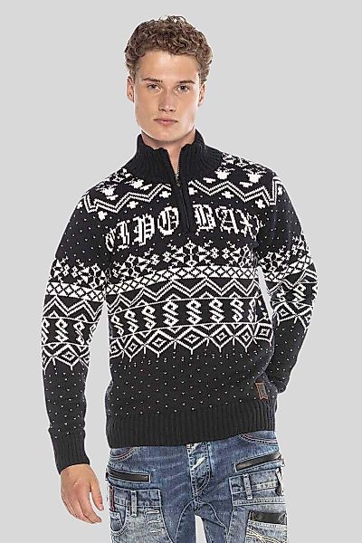 Cipo & Baxx Strickpullover "Pullover", 1 Stk. mit winterlichem Motiv günstig online kaufen