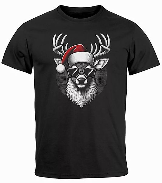 MoonWorks Print-Shirt Herren T-Shirt Weihnachten Aufdruck Rentier mit Sonne günstig online kaufen