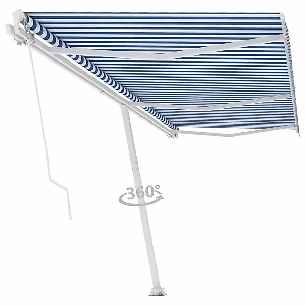 Standmarkise Einziehbar Handbetrieben 600x300 Cm Blau/weiß günstig online kaufen