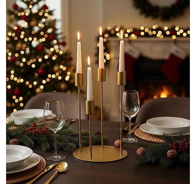 MF Kerzenständer Adventsleuchter Junto Metall Gold Matt Elegant Kerzenleuch günstig online kaufen
