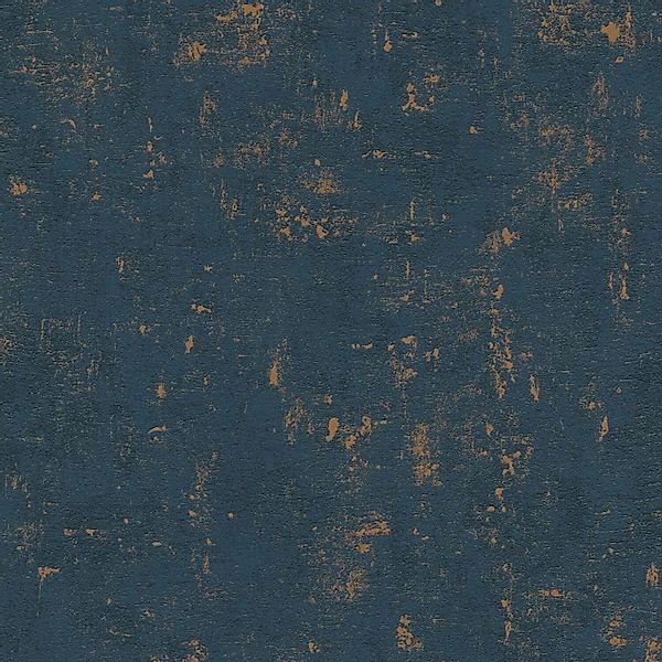 PROFHOME 395139-GU Spachtel Putz Tapete metallische Akzente Blau Gold 0,53 günstig online kaufen