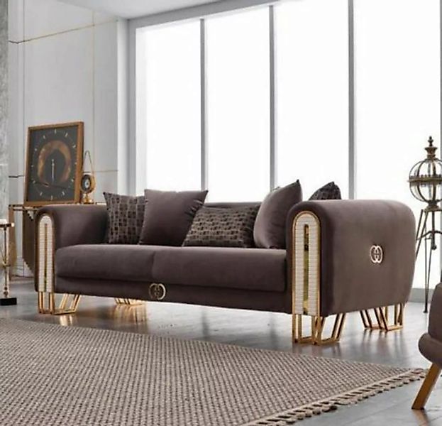 JVmoebel 3-Sitzer Luxus Couch Metall Sofa Dreisitzer Couchen Polster Möbel günstig online kaufen