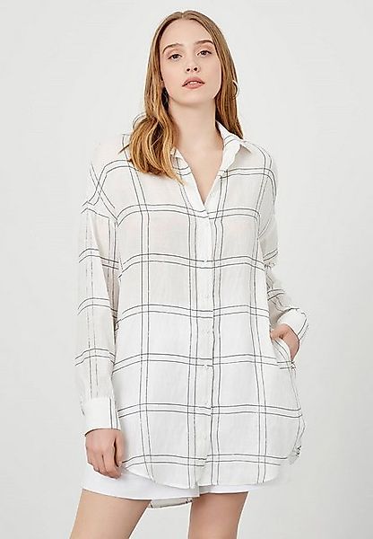 Just Like You Langarmhemd Weißes Langarmhemd mit Karomuster in Übergröße günstig online kaufen