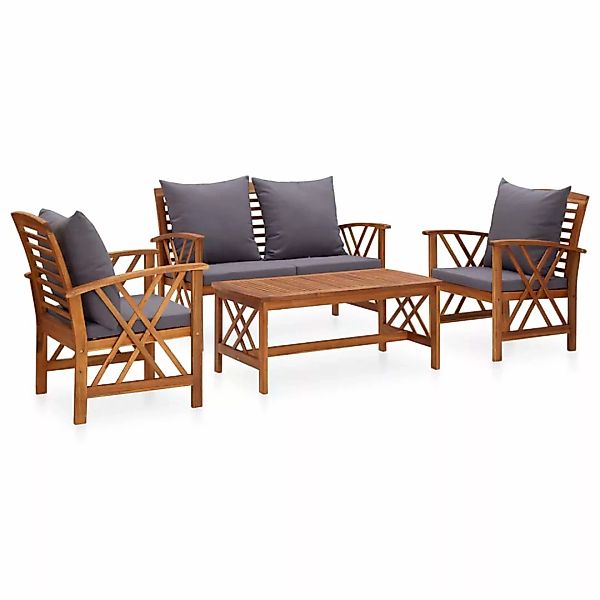 4-tlg. Garten-lounge-set Mit Auflagen Massivholz Akazie günstig online kaufen