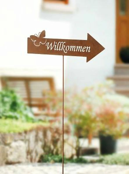 HOME Living Gartenstecker SPAR-SET 2x Willkommen Dekoobjekte rot/braun günstig online kaufen
