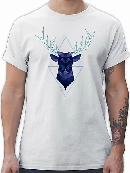 Shirtracer T-Shirt Geometrischer Hirsch - blau Mode für Oktoberfest Herren günstig online kaufen