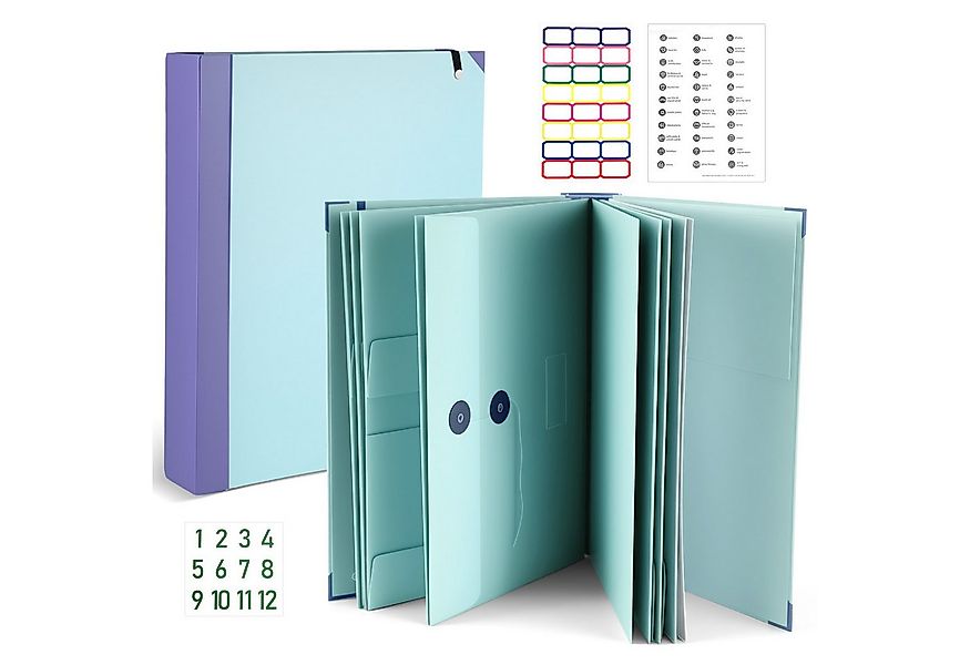 BlingBin Ringbuchmappe A4 Mappe, 12 Fächern Dokumentenmappe mit Etikettenau günstig online kaufen